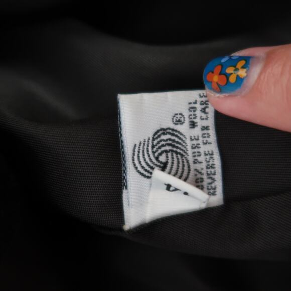 Vintage 80s Leslie Fay black wool swing coat 14 - Picture 8 of 9